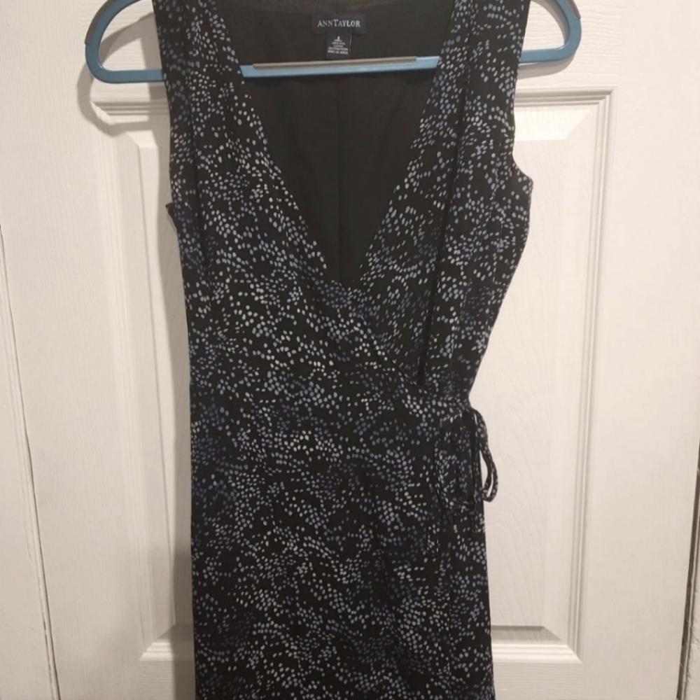 Black & Blue polka dot Wrap dress - Ann Taylor